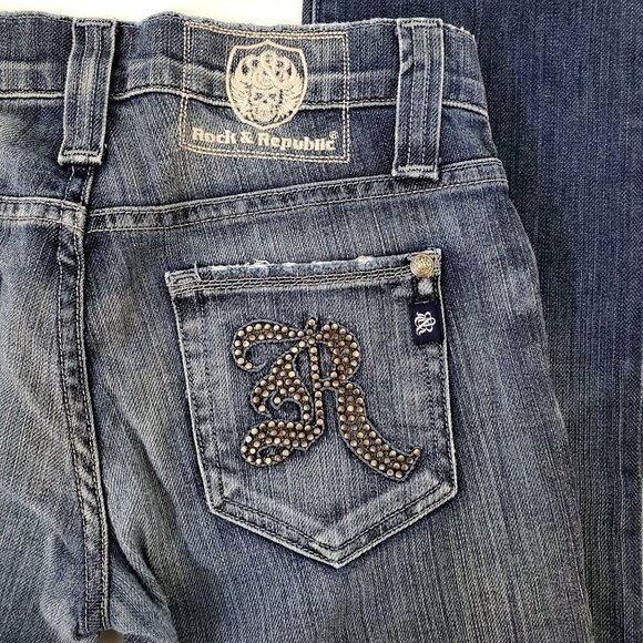Rock&Republic Button Fly Jeans for Neiman Marcus Straight Leg Womens Low Rise 28 - Picture 2 of 10